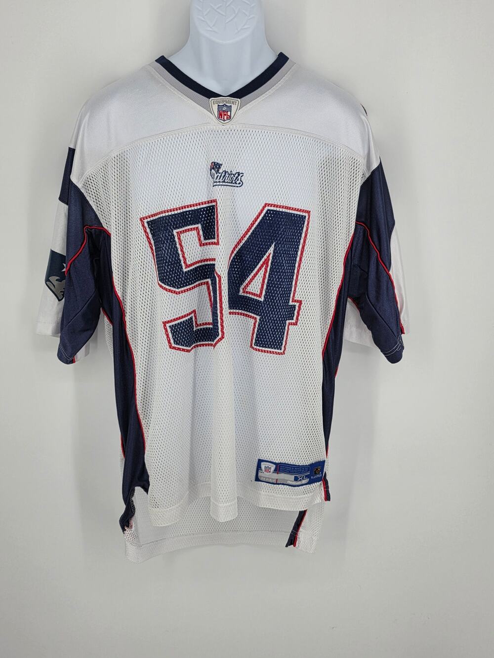 Reebok NFL New England Patriots Tedy Bruschi 54 Jersey White Men's Size XL Vtg
